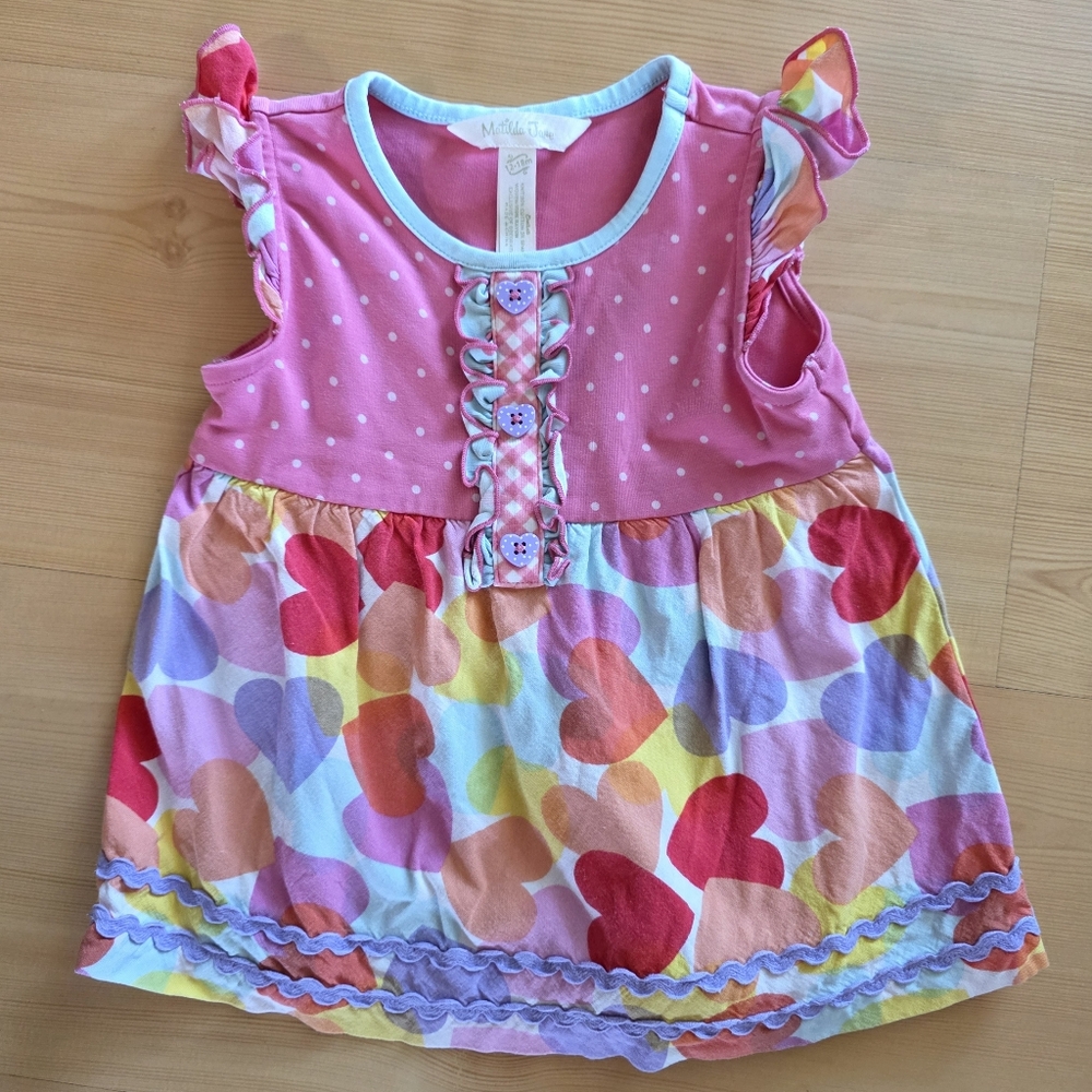 Matilda Jane My Valentine Colorful Heart Patterned Tunic 12-18M GUC